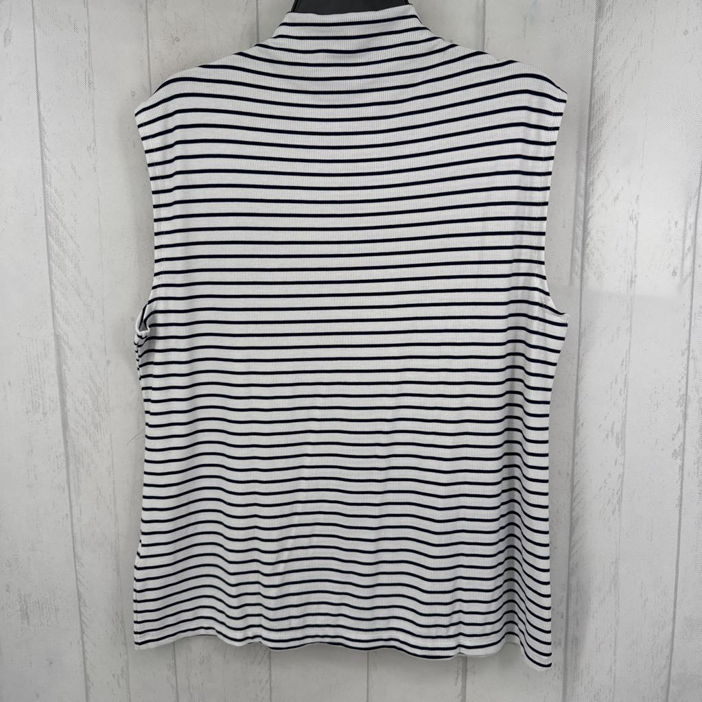 1x striped ribbed mock neck tank
