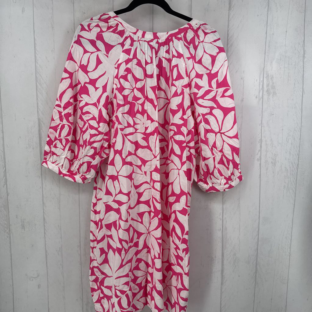 R40 XL flo print button down 3/4 slv dress