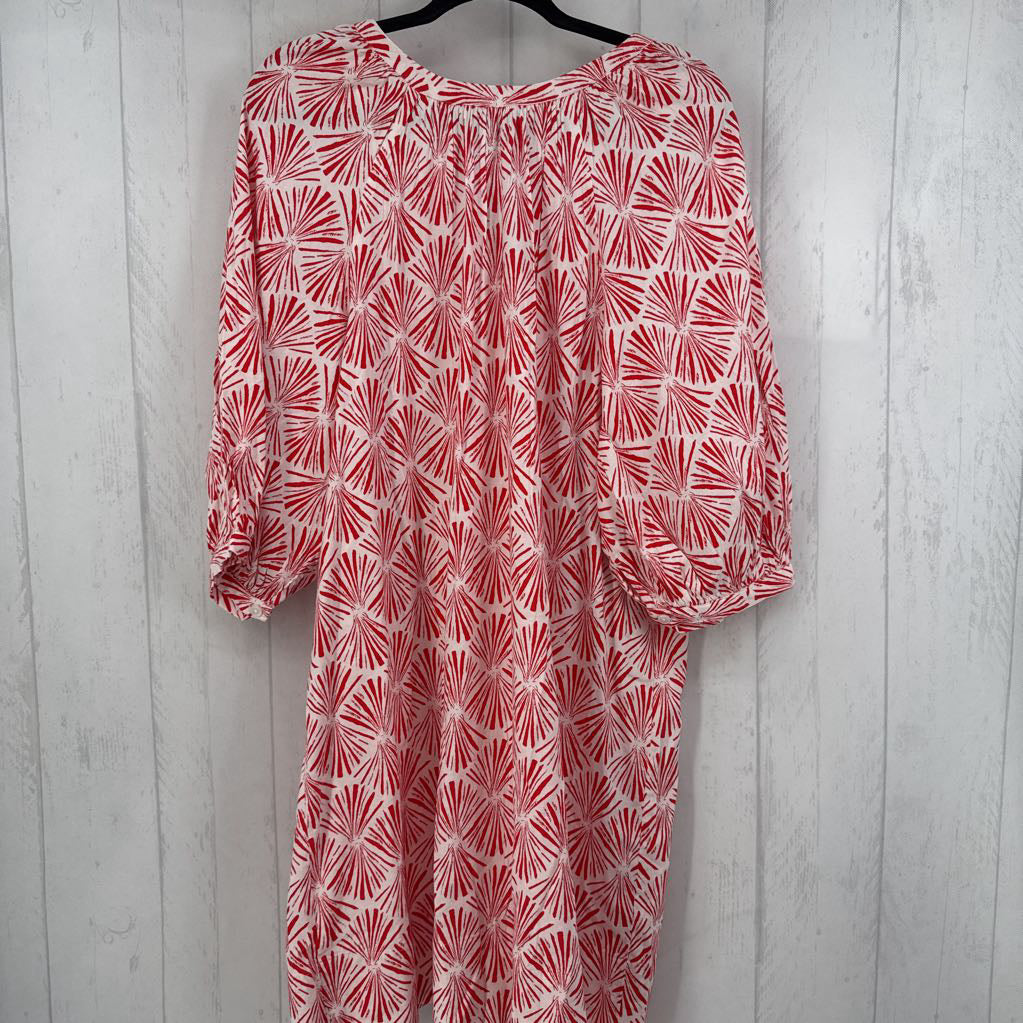 R40 XL printed button down 3/4 slv dress