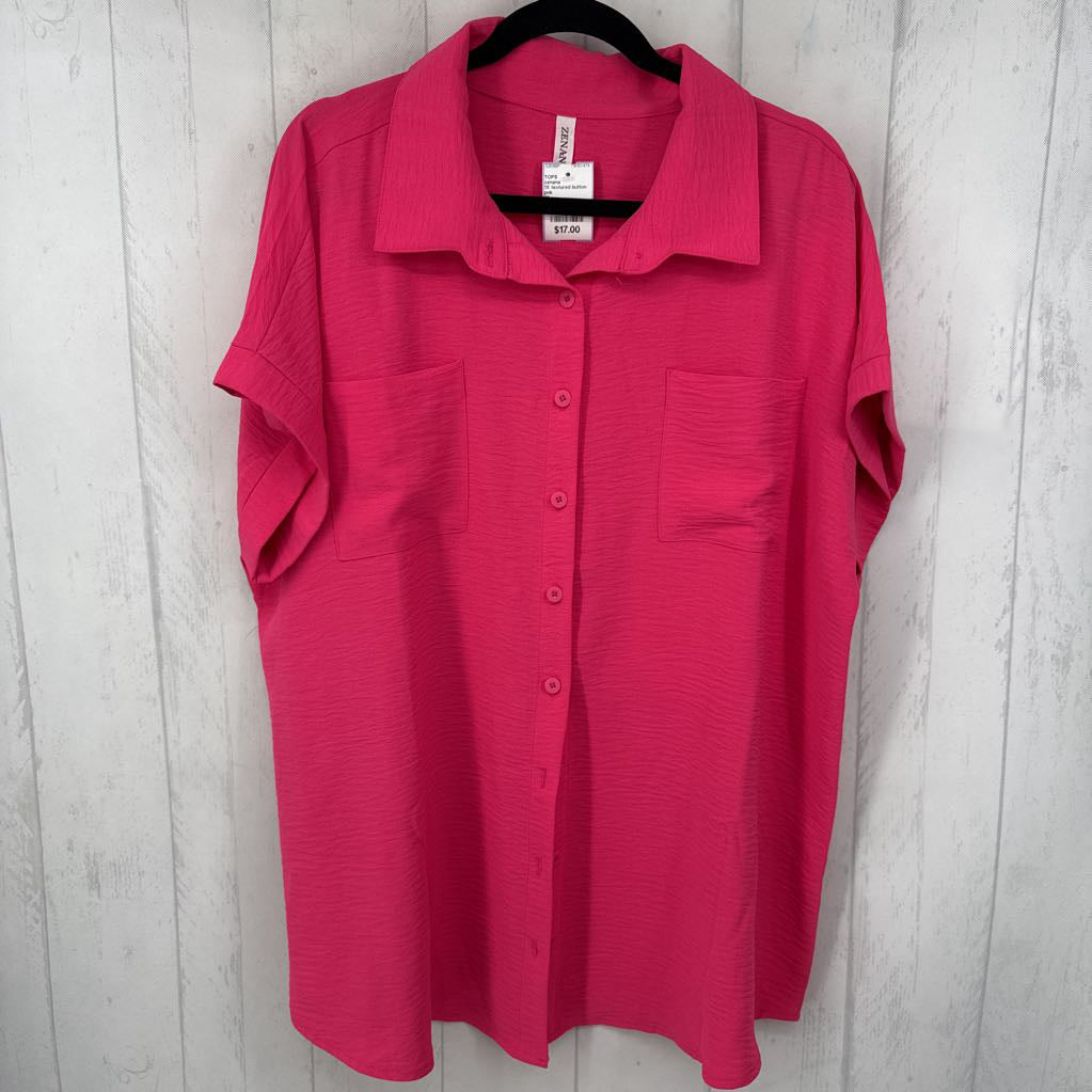 1X textured button down s/s top