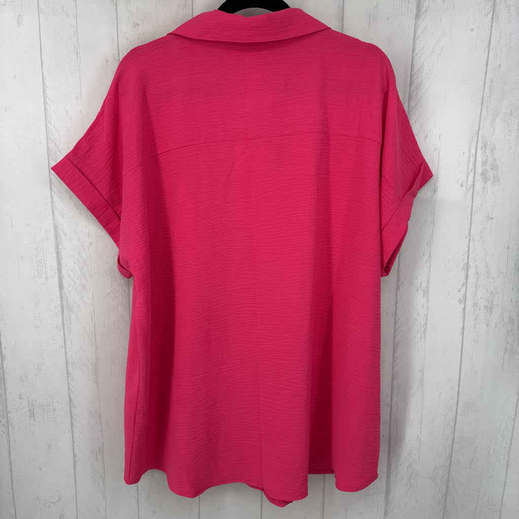 1X textured button down s/s top
