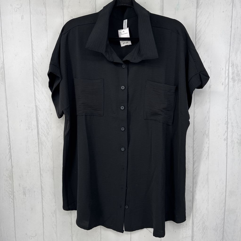 1X textured button down s/s top
