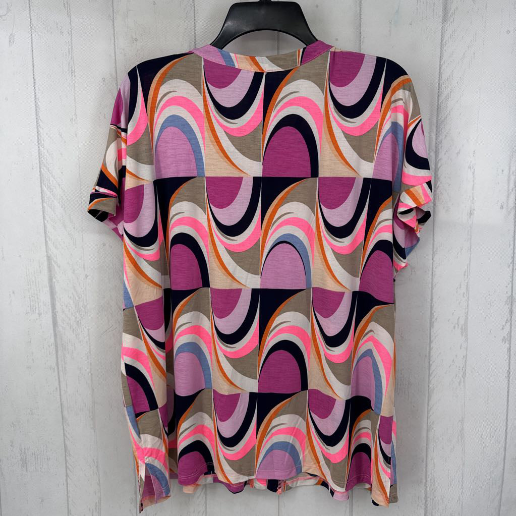 L printed tiered button down s/s top
