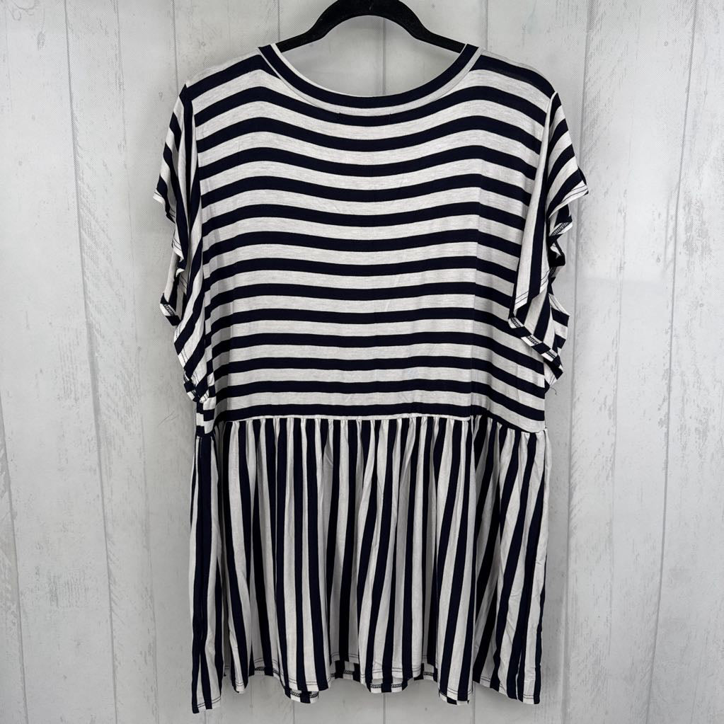 1X striped s/s babydoll top