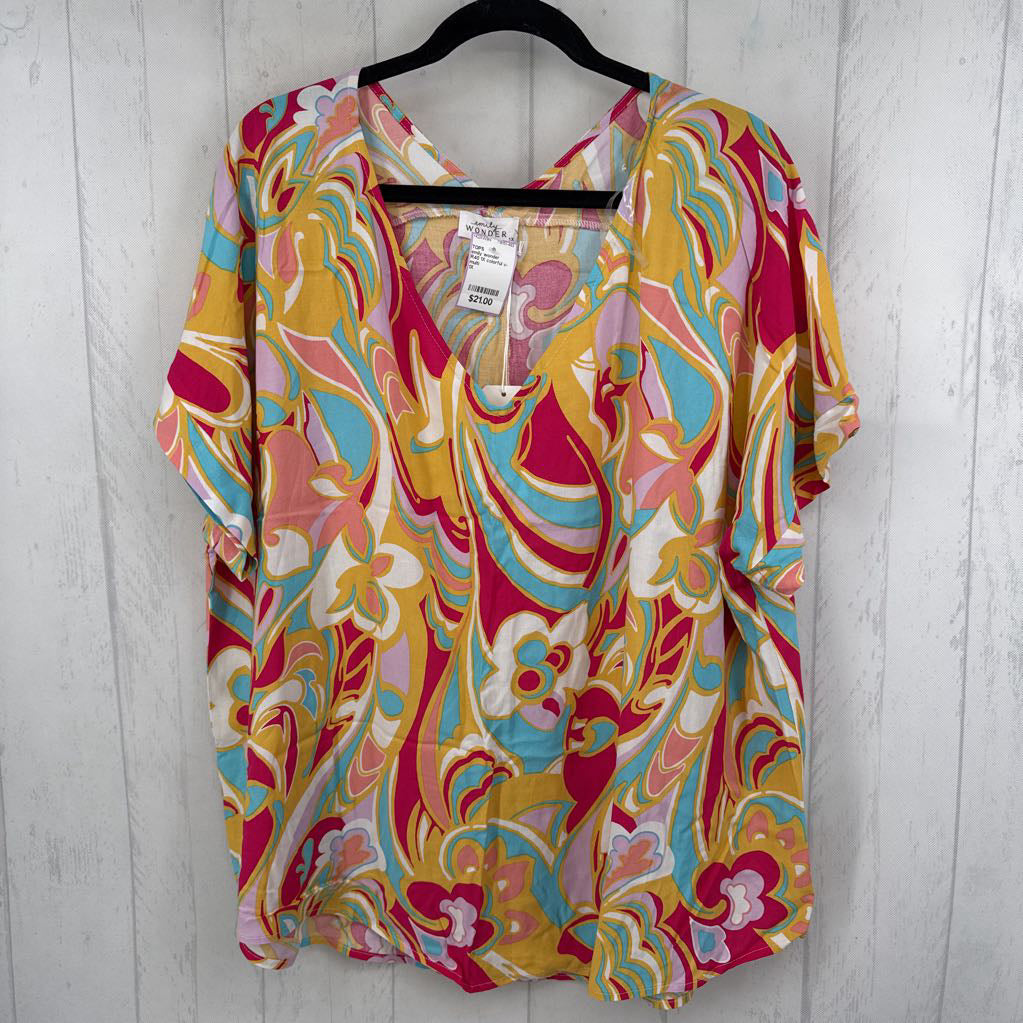 R40 1X colorful v-neck s/s top