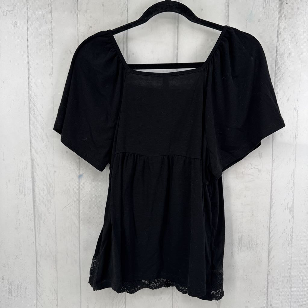 R33 1X lace trim s/s babydoll top