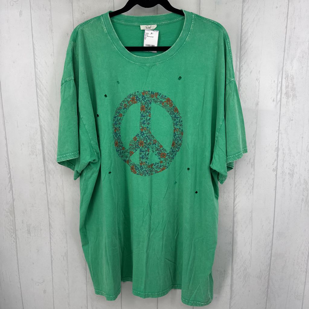 1X destructed graphic s/s tee-peace sign