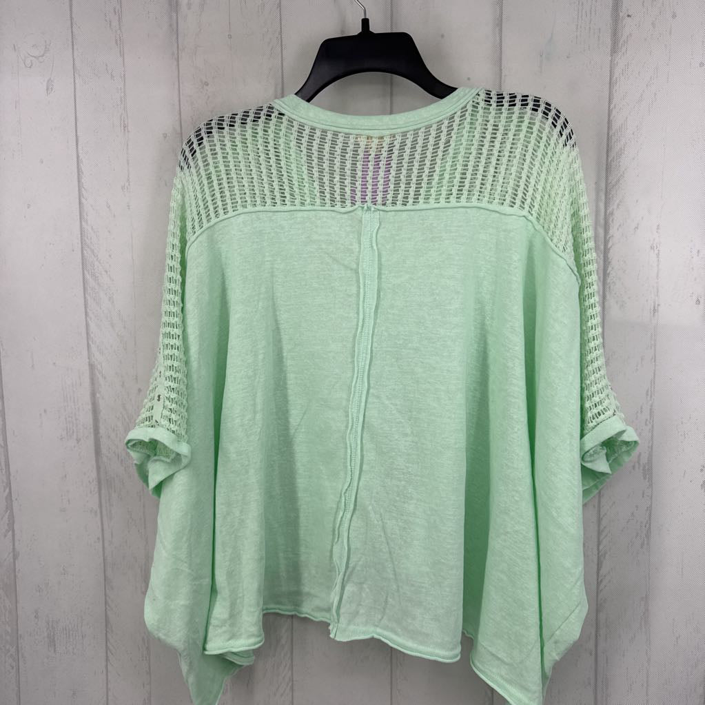 M mesh grommet drop shoulder top