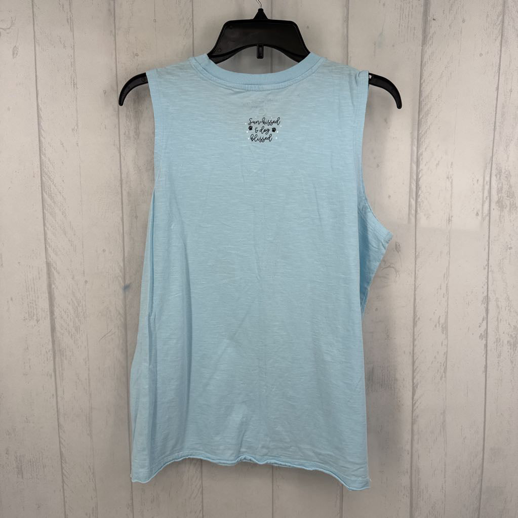 XL graphic tank-sun kissed/dog blissed