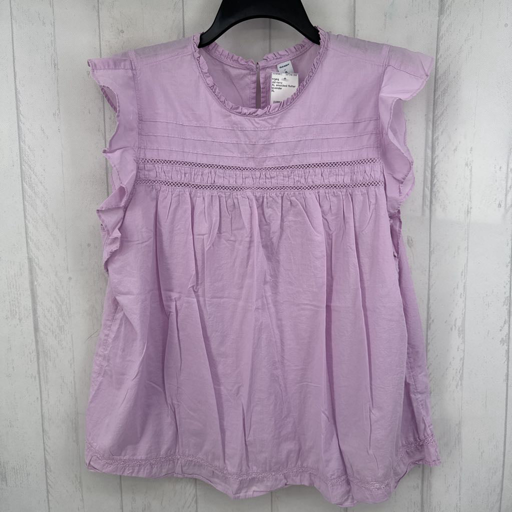 XL smocked flutter slv top