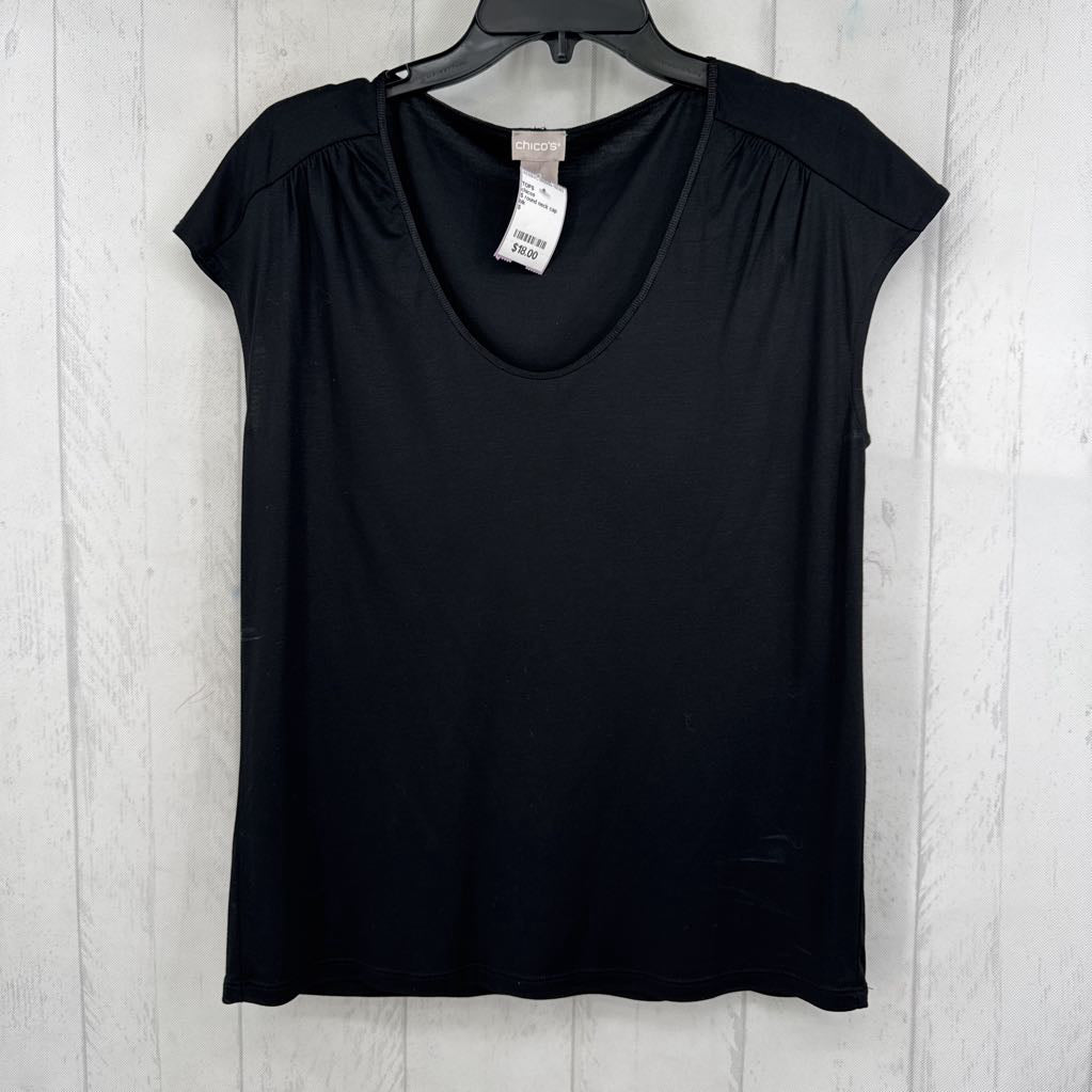 S round neck cap slv top