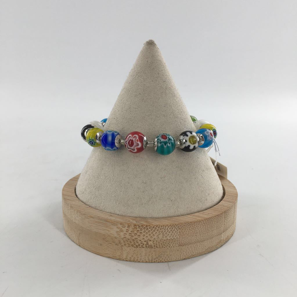 colorful beaded bracelet & earring set