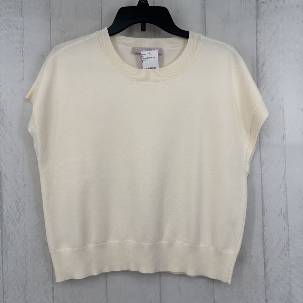 S round neck cap slv knit top