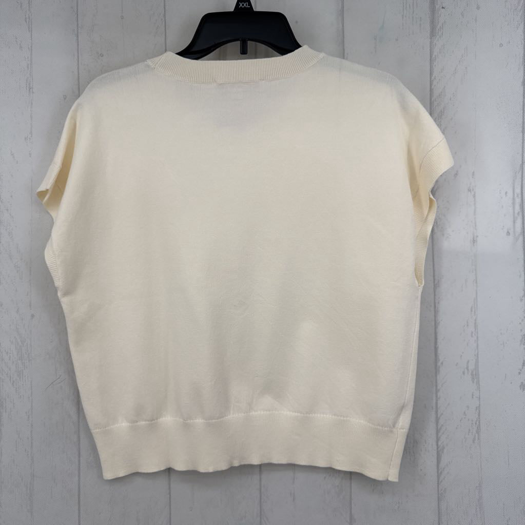 S round neck cap slv knit top