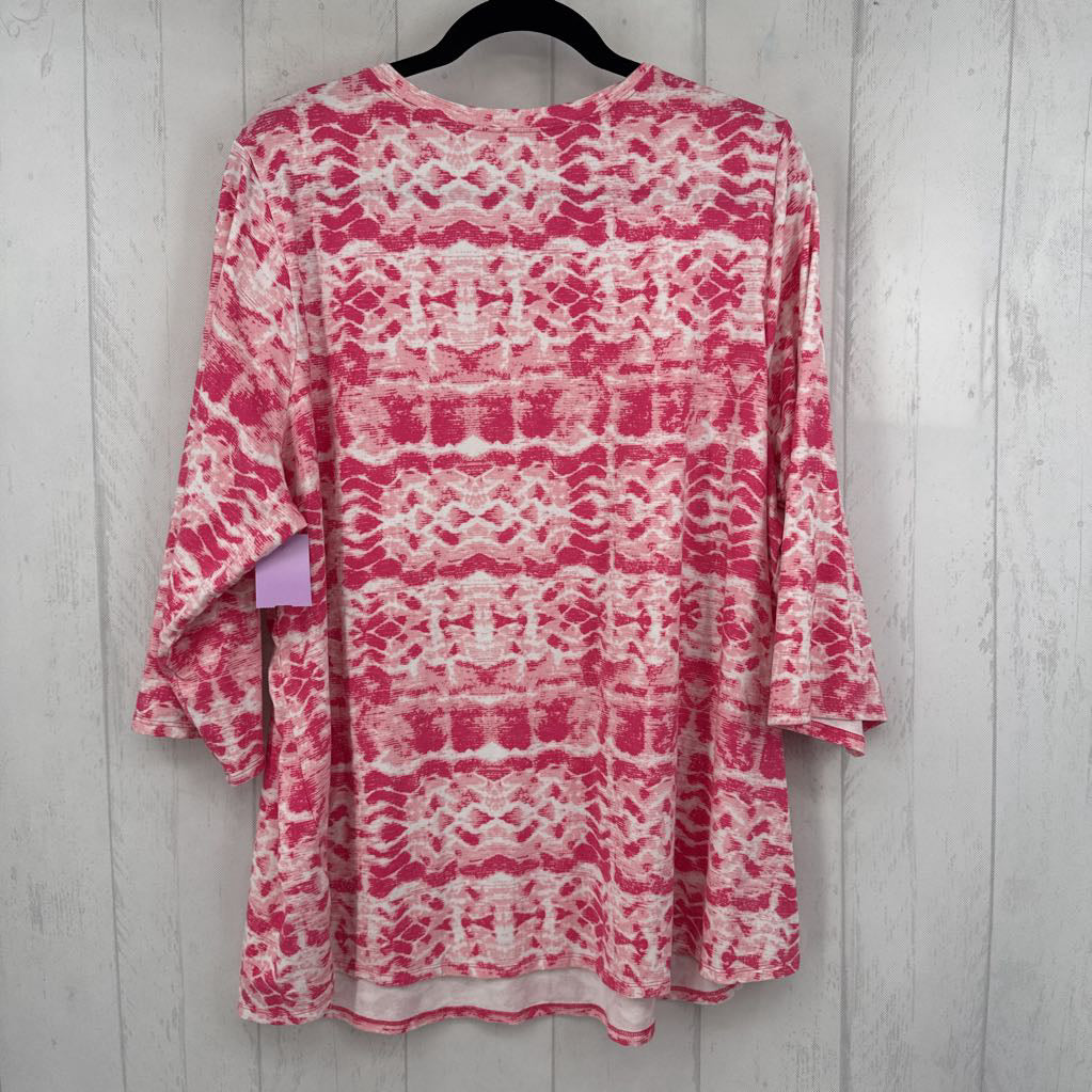 2X printed v-neck 3/4 slv tee