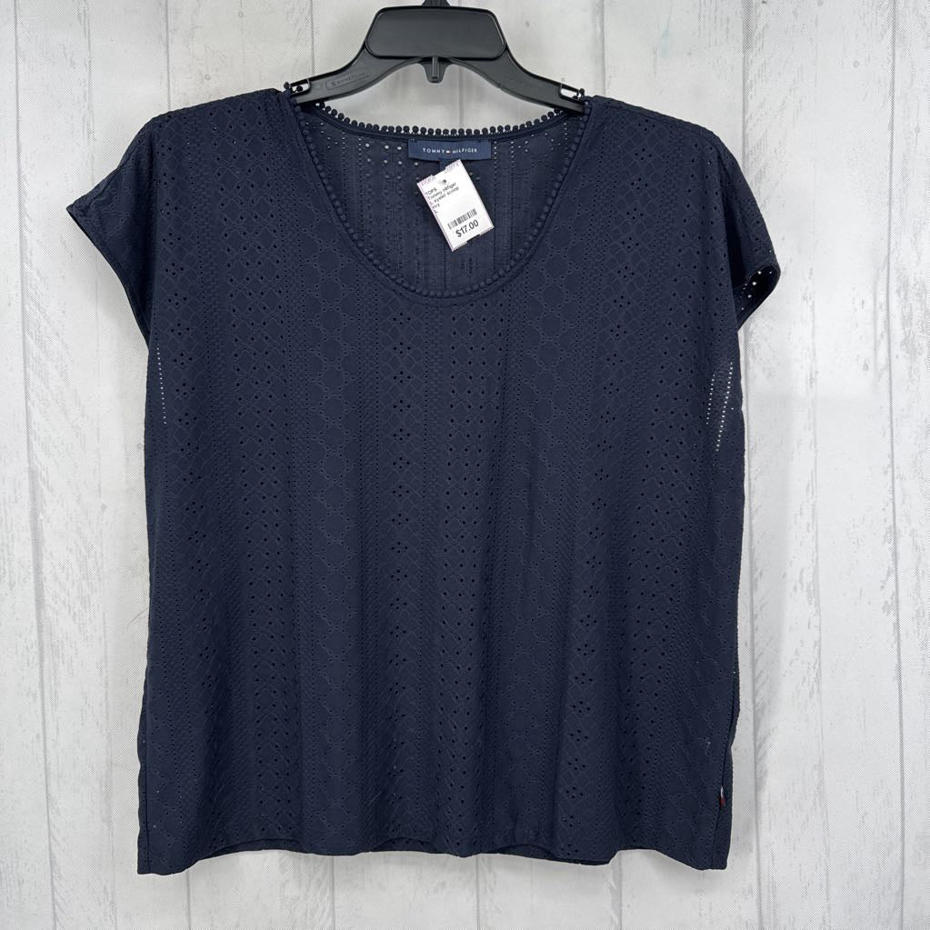 L eyelet scoop neck s/s tee