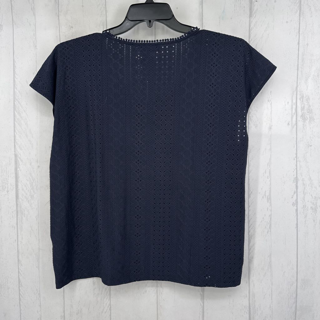 L eyelet scoop neck s/s tee