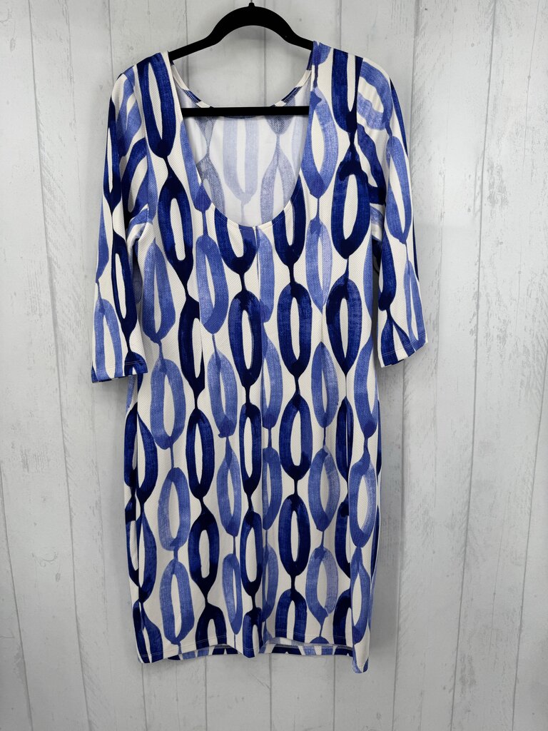14 textured print 3/4 slv dress