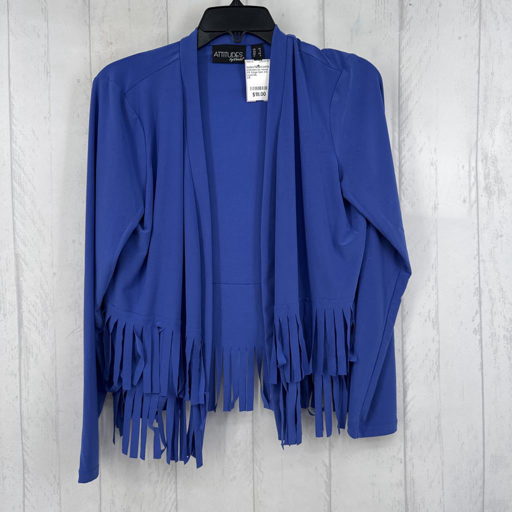 XS fringe hem 3/4 slv cardi