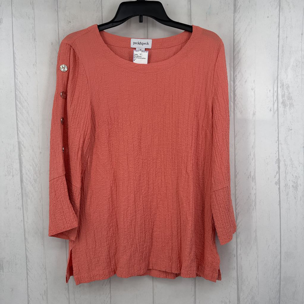 M textured button detail 3/4 slv top