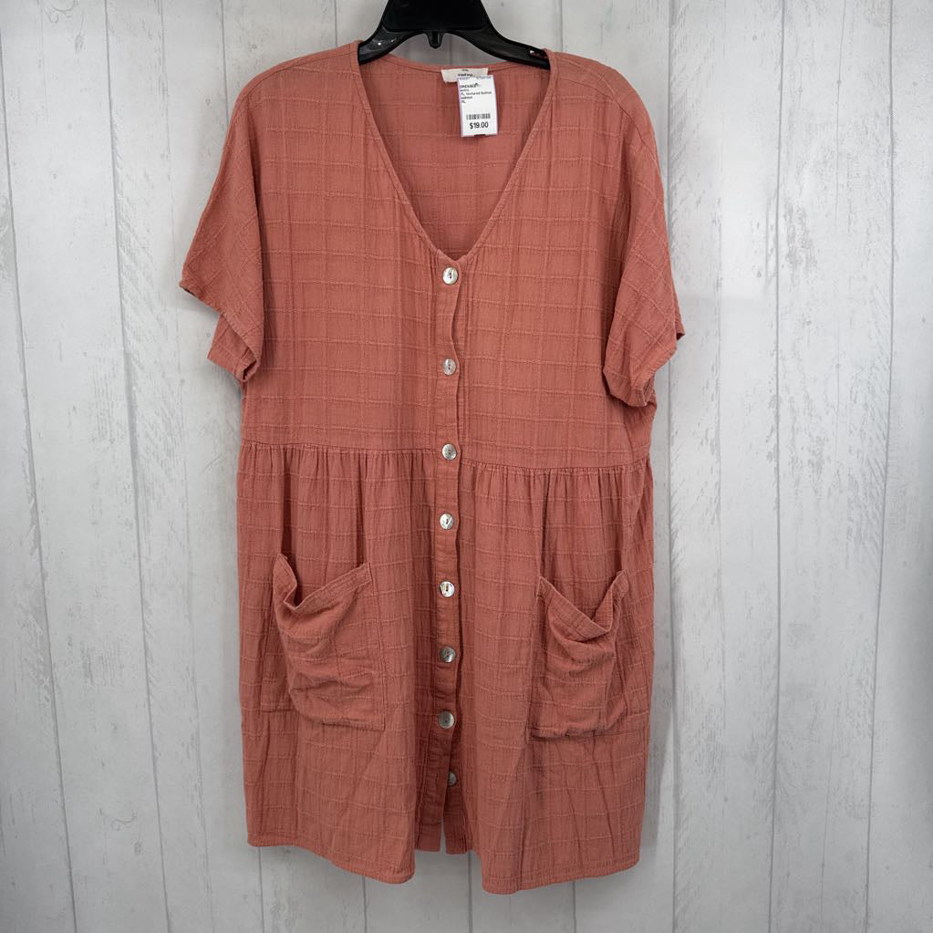 XL textured button down s/s dress