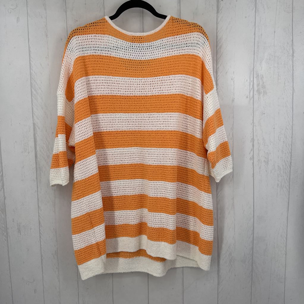 2X striped mesh 3/4 slv top