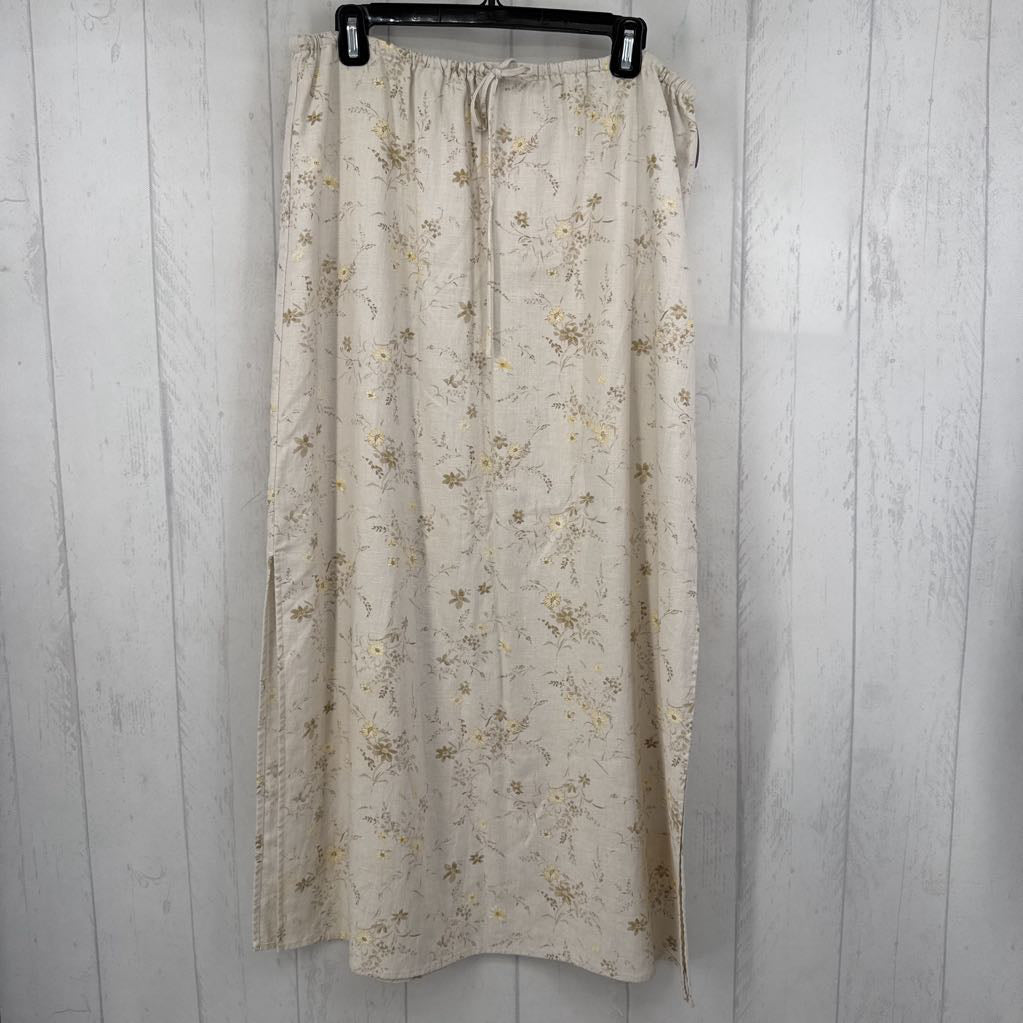 14 linen blend flo print skirt