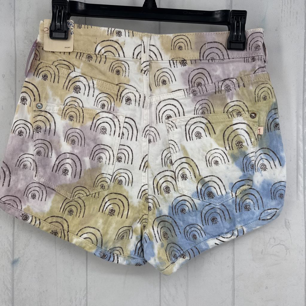 26 rainbow print tie-dye jean shorts