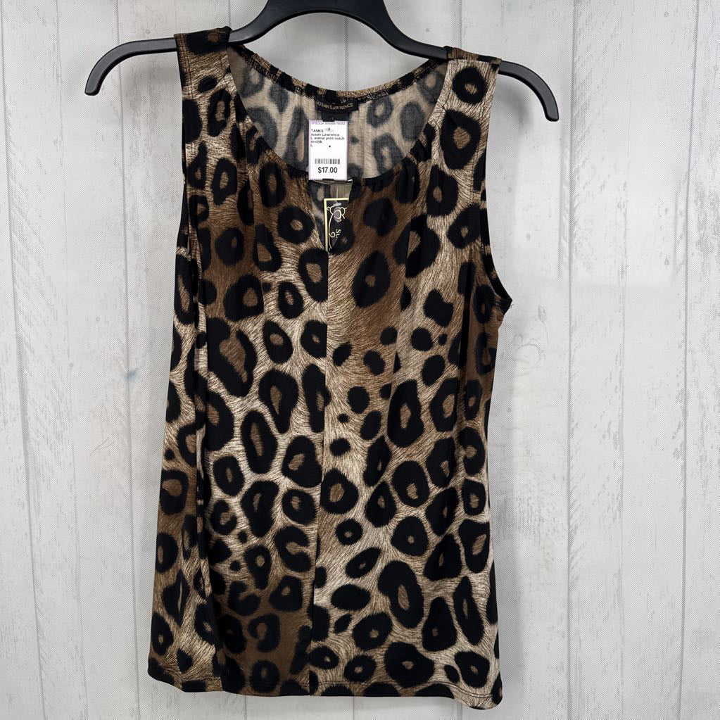 L animal print notch neck tank