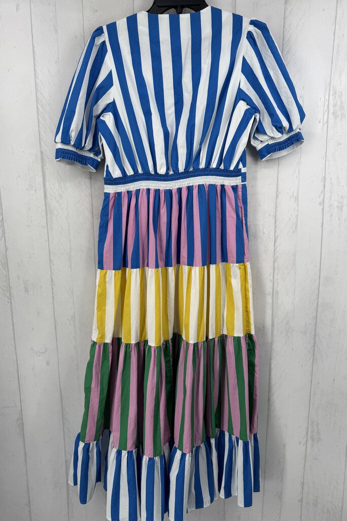 8p colorful striped v-neck maxi dress