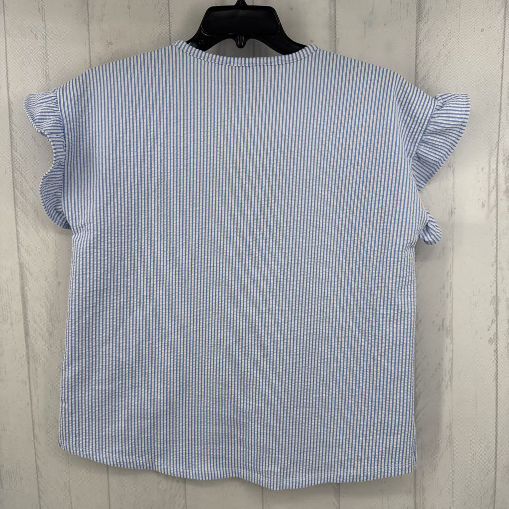 R98 L striped button front s/s top