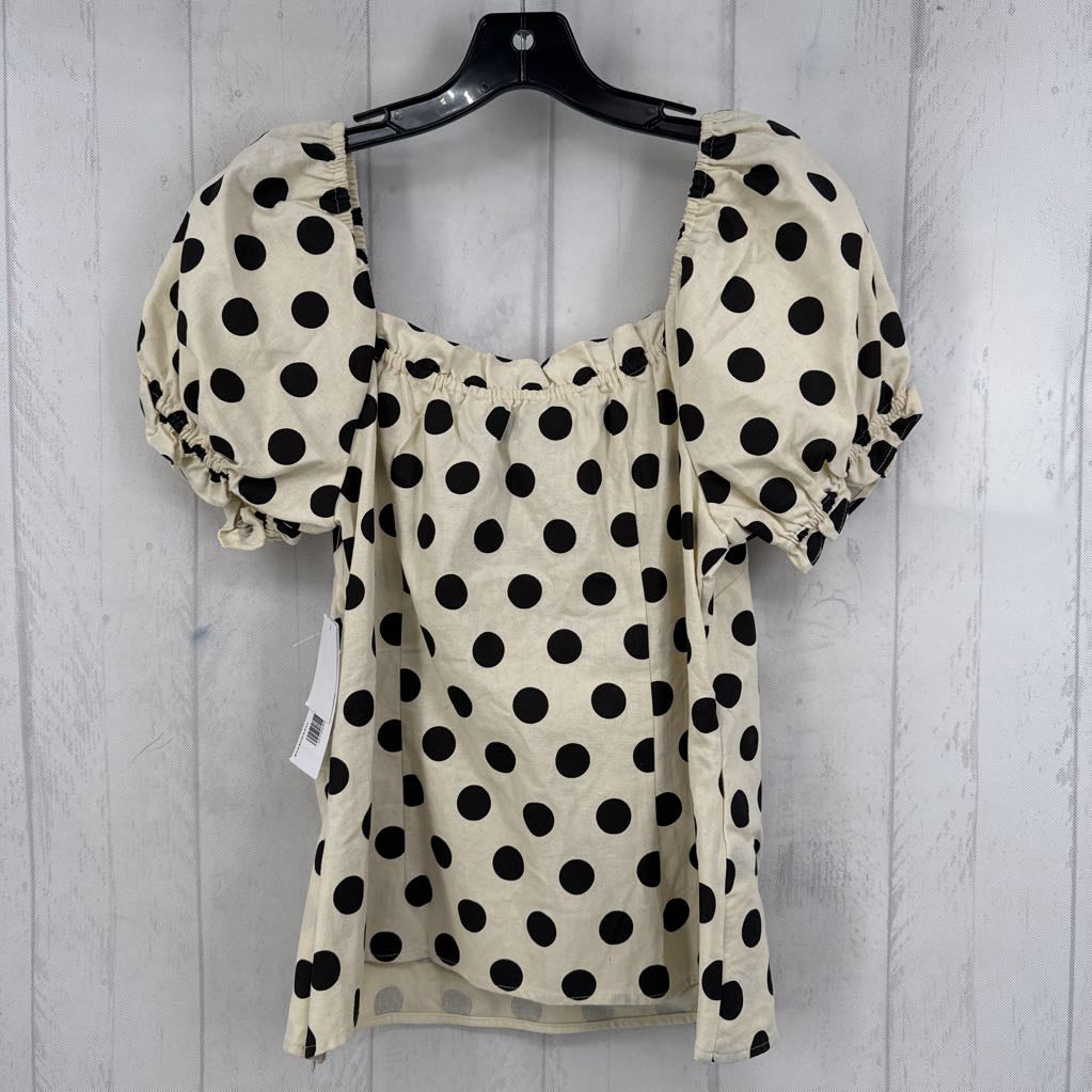 L polka dot crossover s/s top