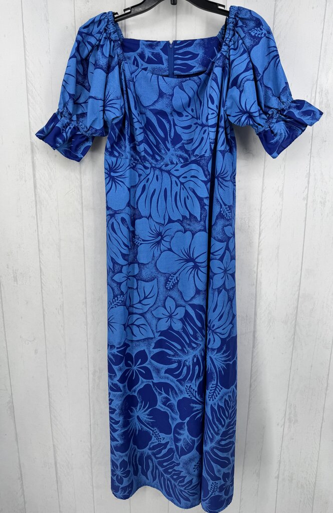 L flo print elbow slv maxi dress