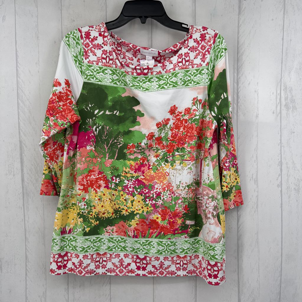 L flo print 3/4 slv top