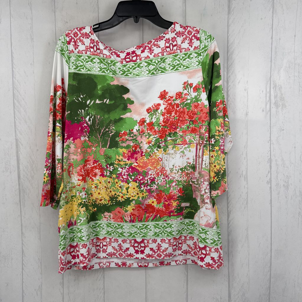 L flo print 3/4 slv top