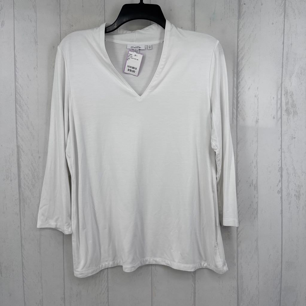 M v-neck 3/4 slv tee