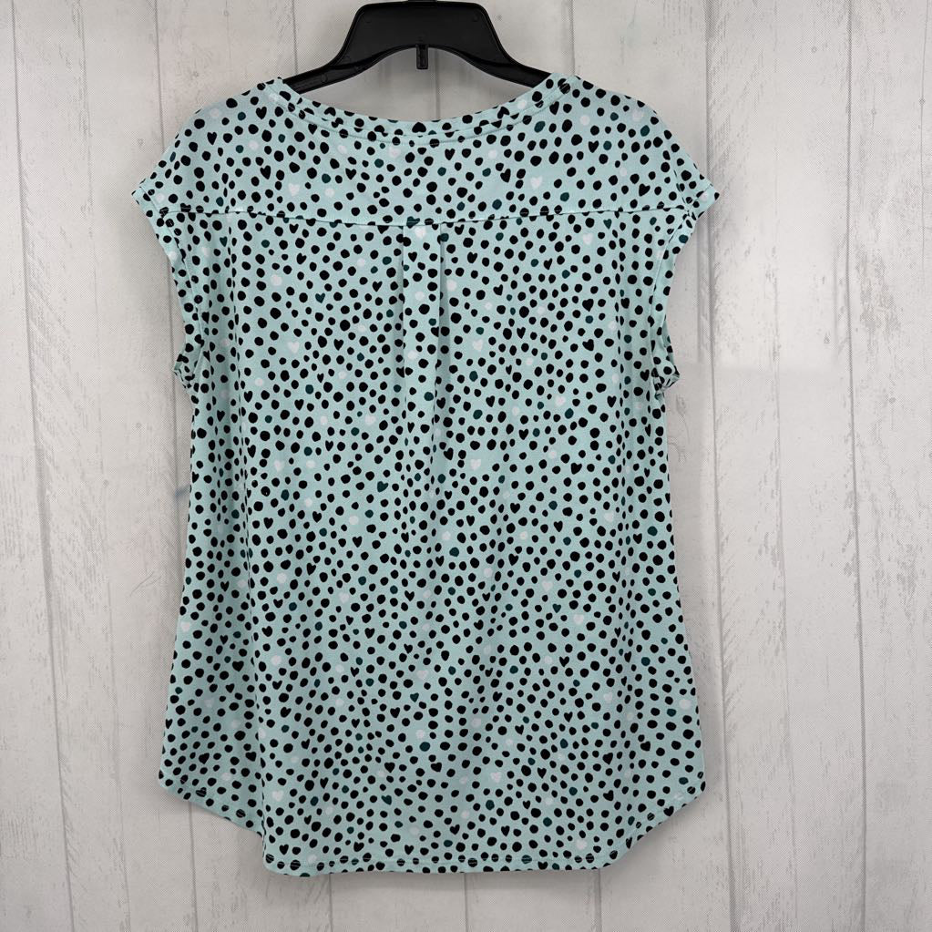 M polka dot print cap slv top
