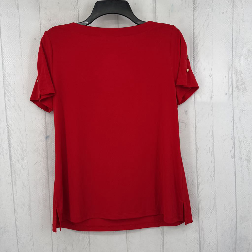 M gold button s/s top