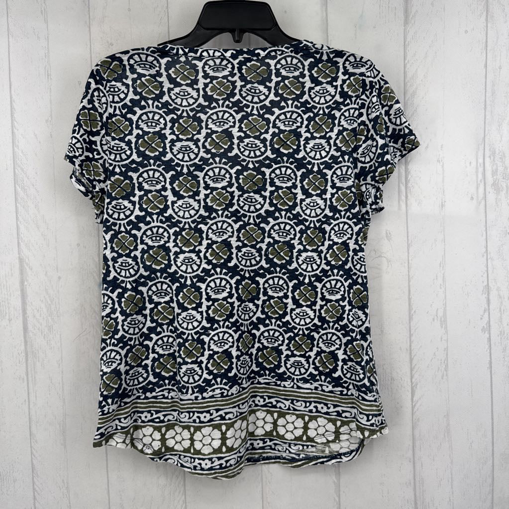 M flo print split neck s/s tee