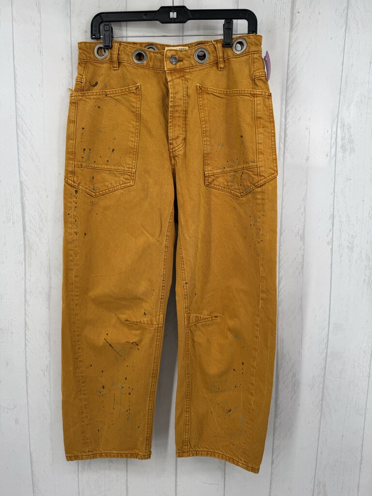 26 paint splatter barrel leg jean