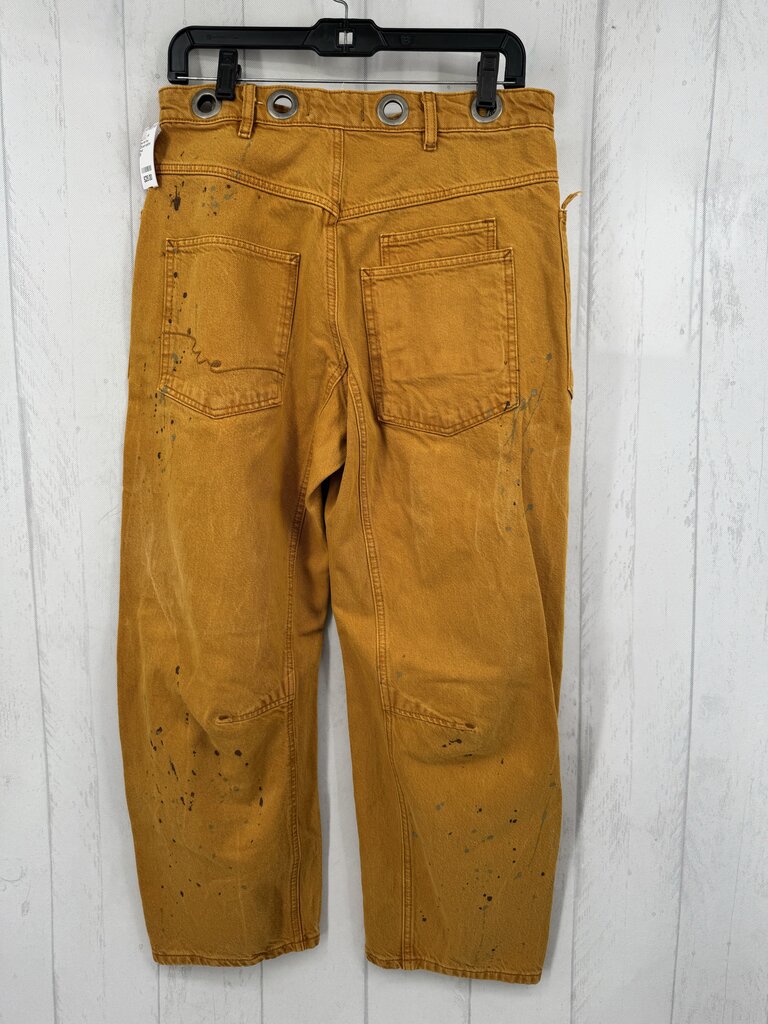26 paint splatter barrel leg jean
