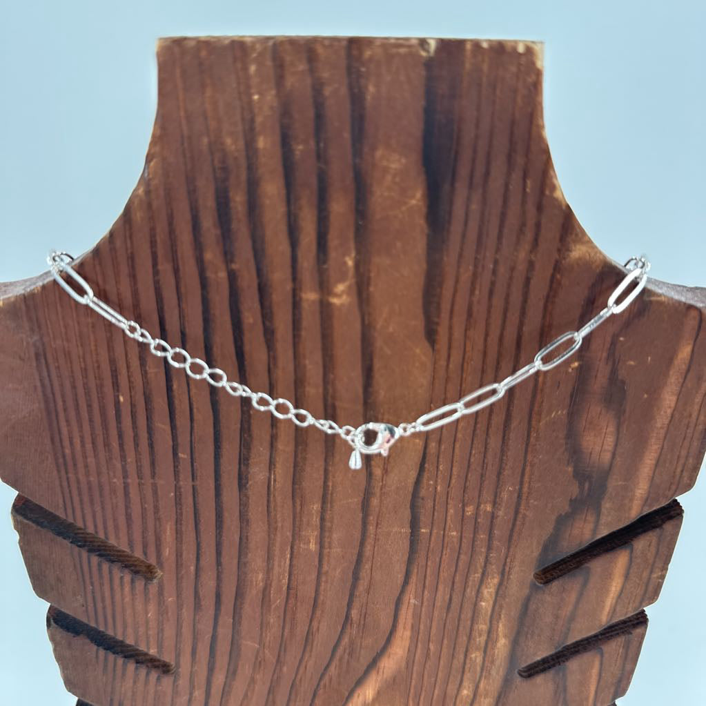 9" silver paper clip necklace