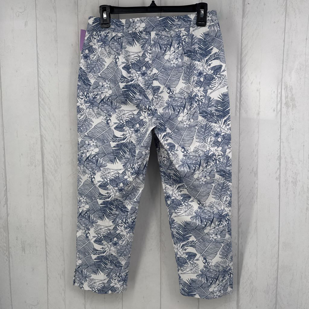 8 leaf print pull-on capris