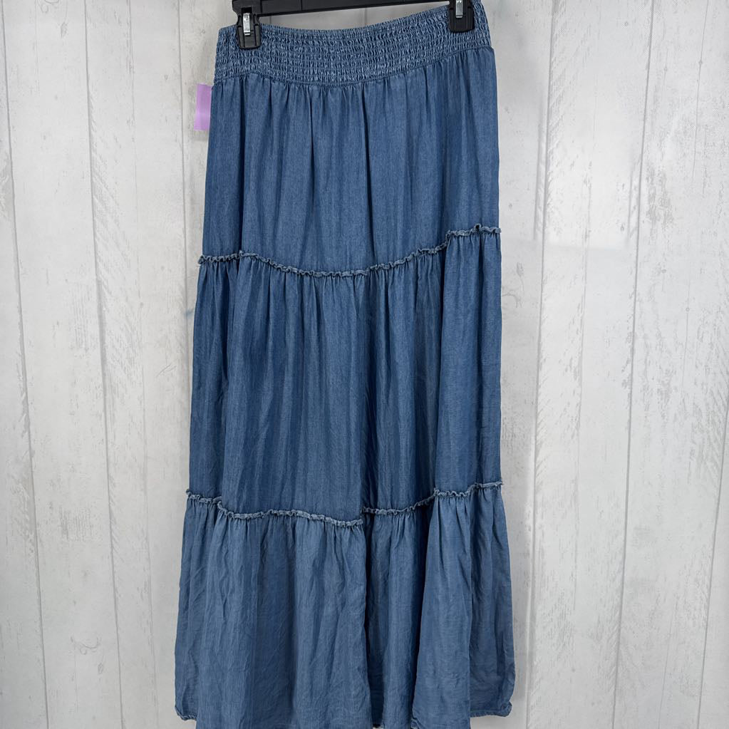 M chambray tiered maxi skirt