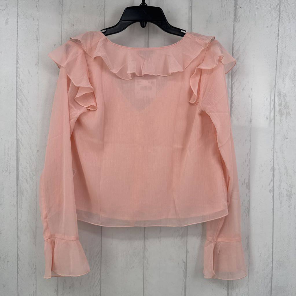 S R45 ruffled v-neck l/s top