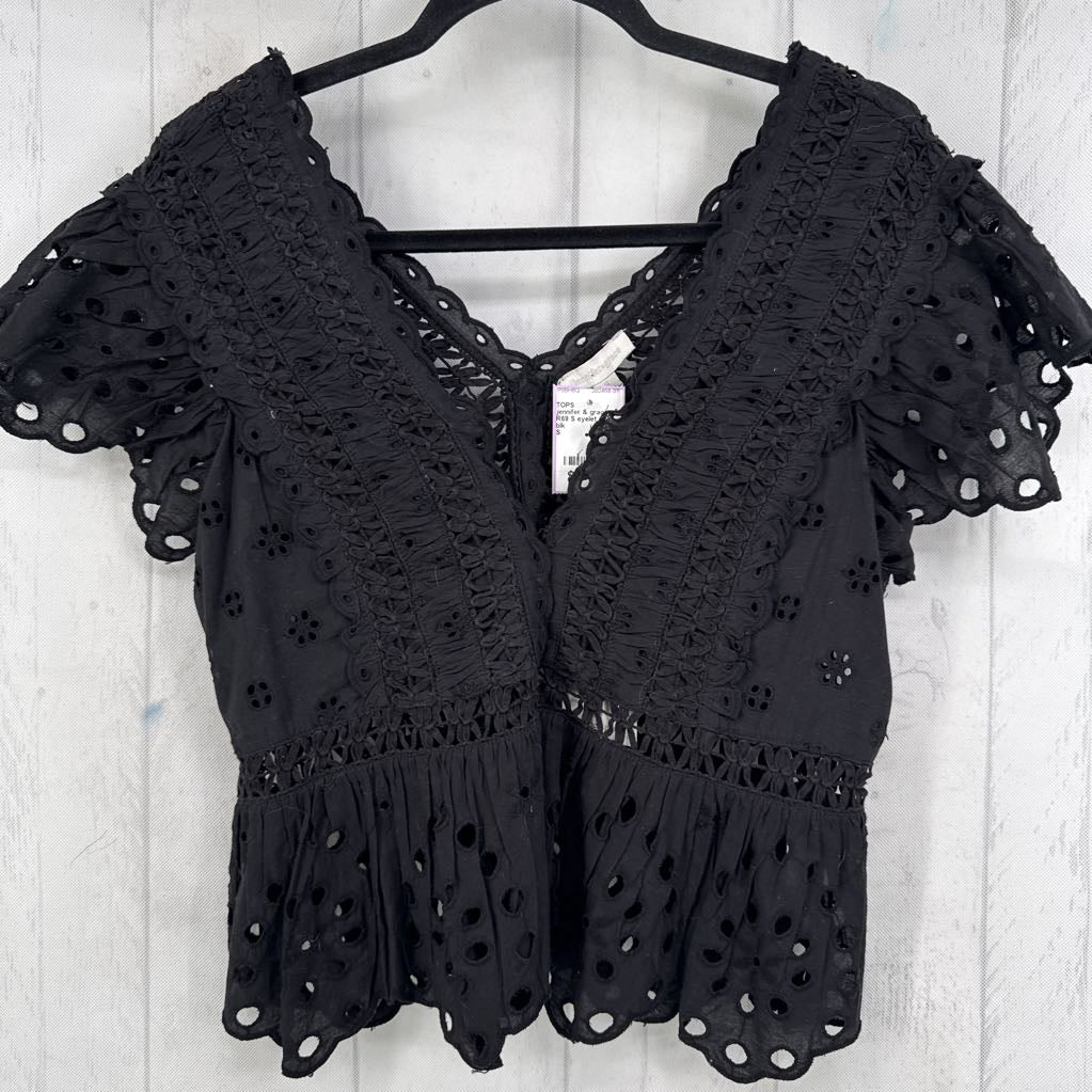 R69 S eyelet v-neck s/s top