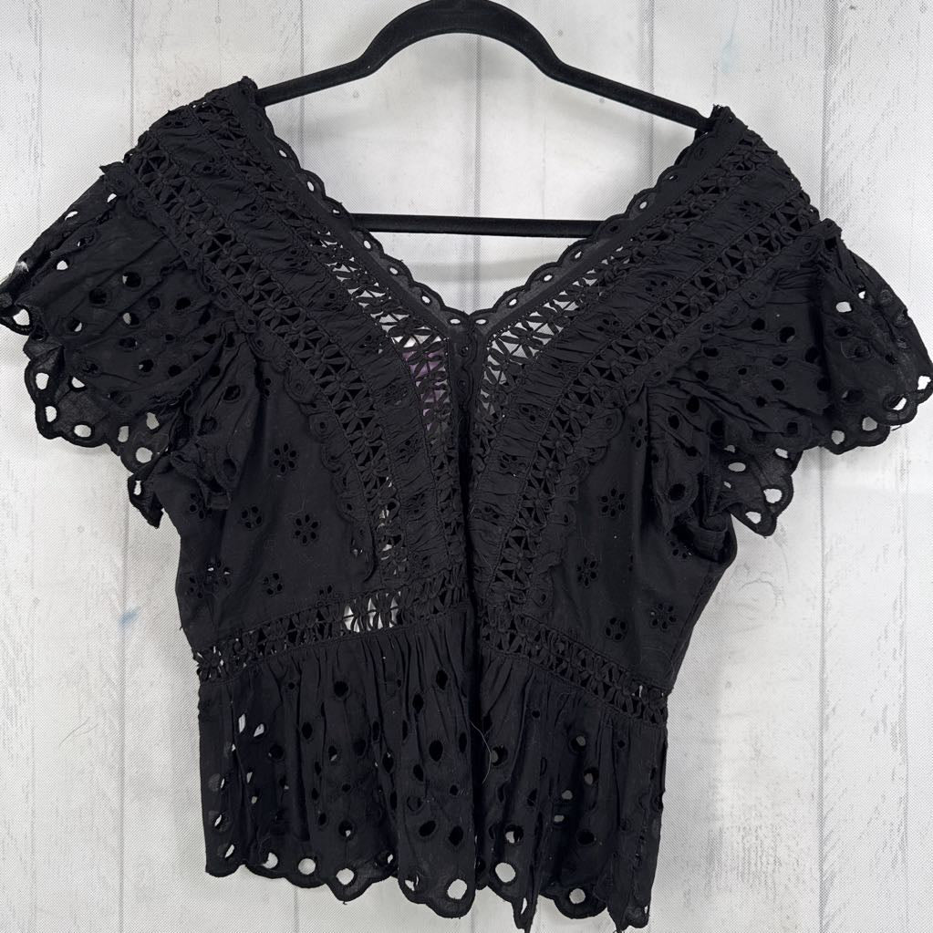 R69 S eyelet v-neck s/s top