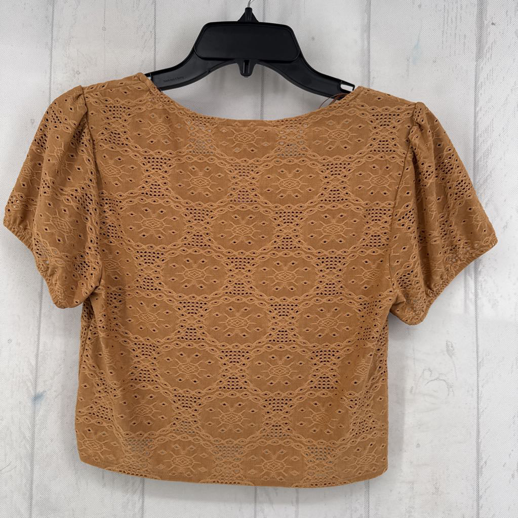 M eyelet s/s cropped top