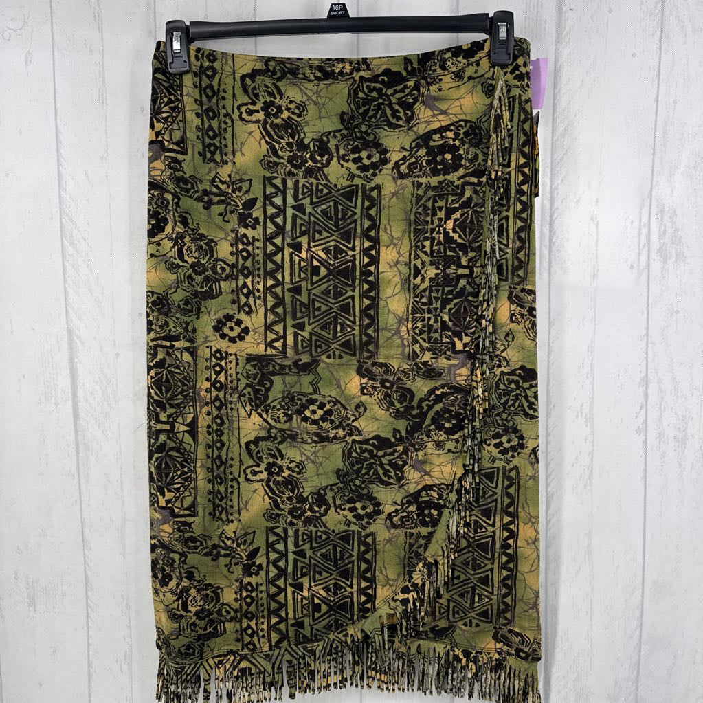 R48 XL printed fringe skirt