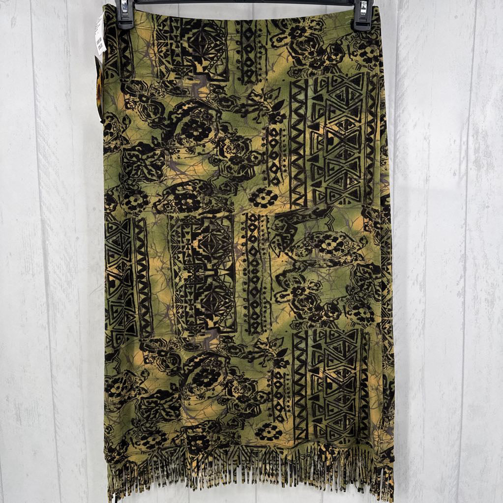 R48 XL printed fringe skirt